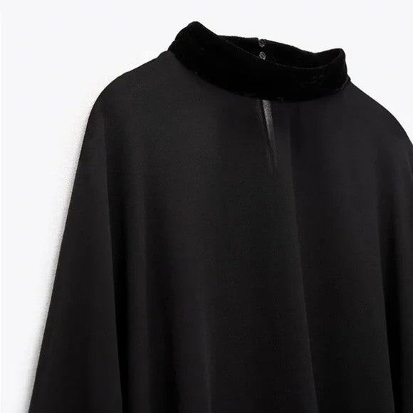 Zara Velvet Cape Blouse - XS-S - Picture 6 of 8